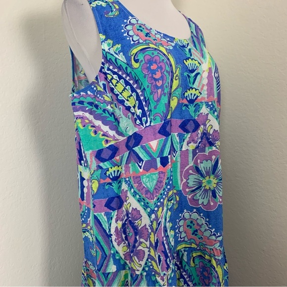 Escape By Habitat Tiered Maxi Dress Womens M Tropical Floral Resort Rayon Tencel - Picture 4 of 17